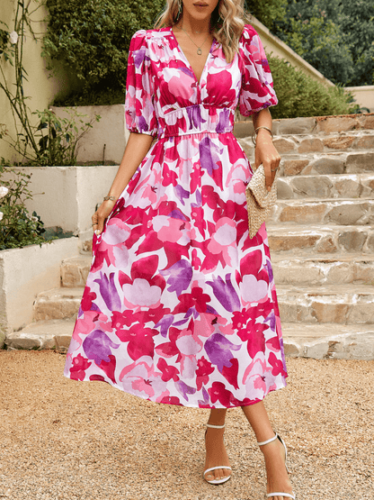 Euphoric Mood Printed Midi Dress - Pink