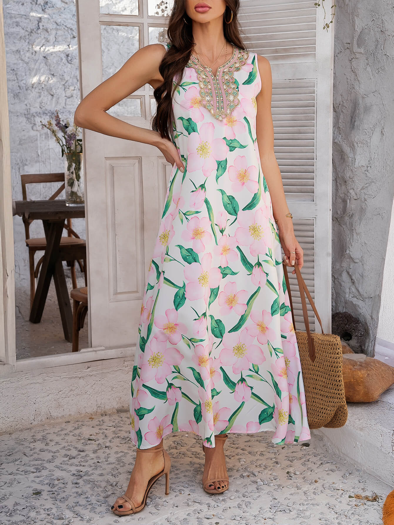 Emelia Print Maxi Dress - Pink