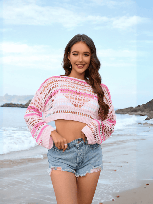 Novalie Cover Up Pullover Sweater - Pink