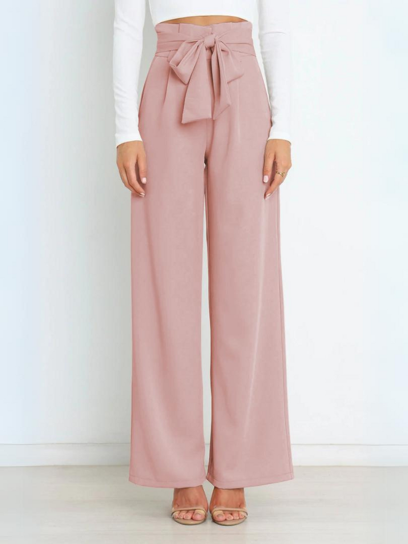 Iconic High Rise Pocketed Trouser Pants - Pink