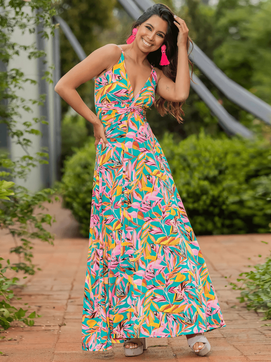 Cynthia V-neck Maxi Dress - Pink