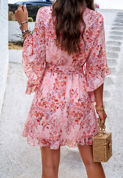 Sienna Wrap Mini Dress - Pink