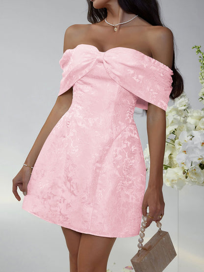 Whispering Bow Off the Shoulder Mini Dress