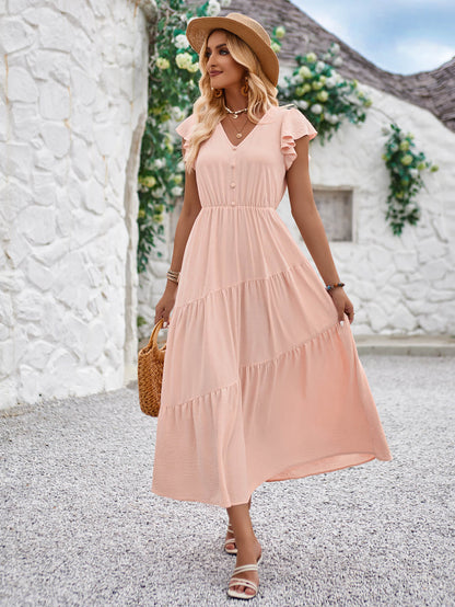 Joyful Tiered Maxi Dress - Pink