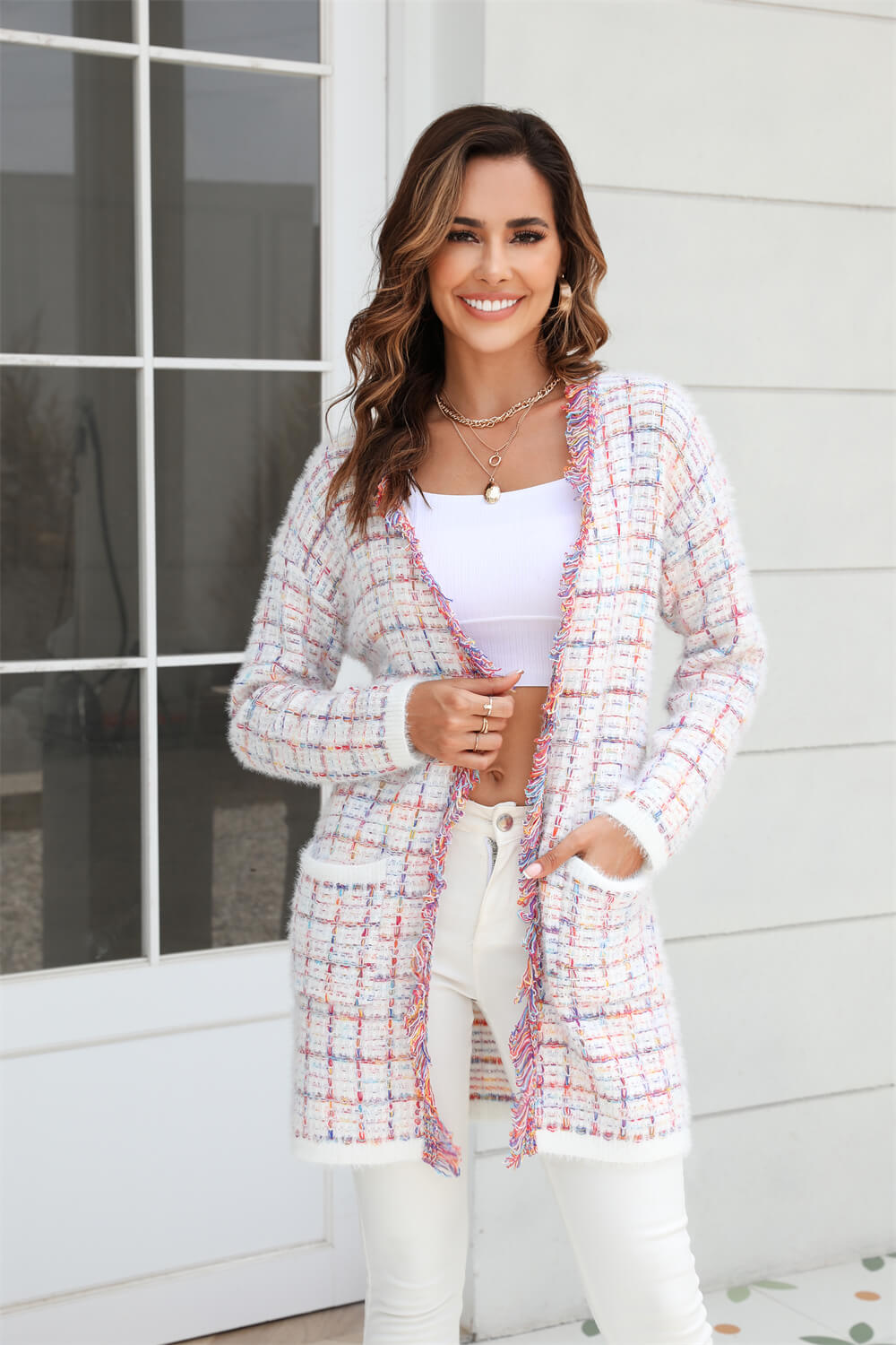 Pate Pocketed Knit Cardigan - Pink