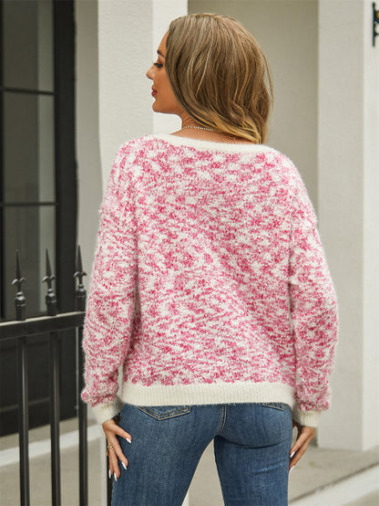 Jennie Marled Knit Sweater - Pink