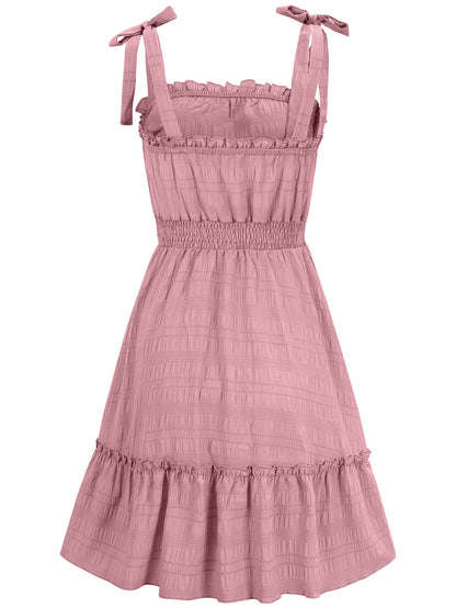 Barbados Shoulder Tie Mini Dress - Pink