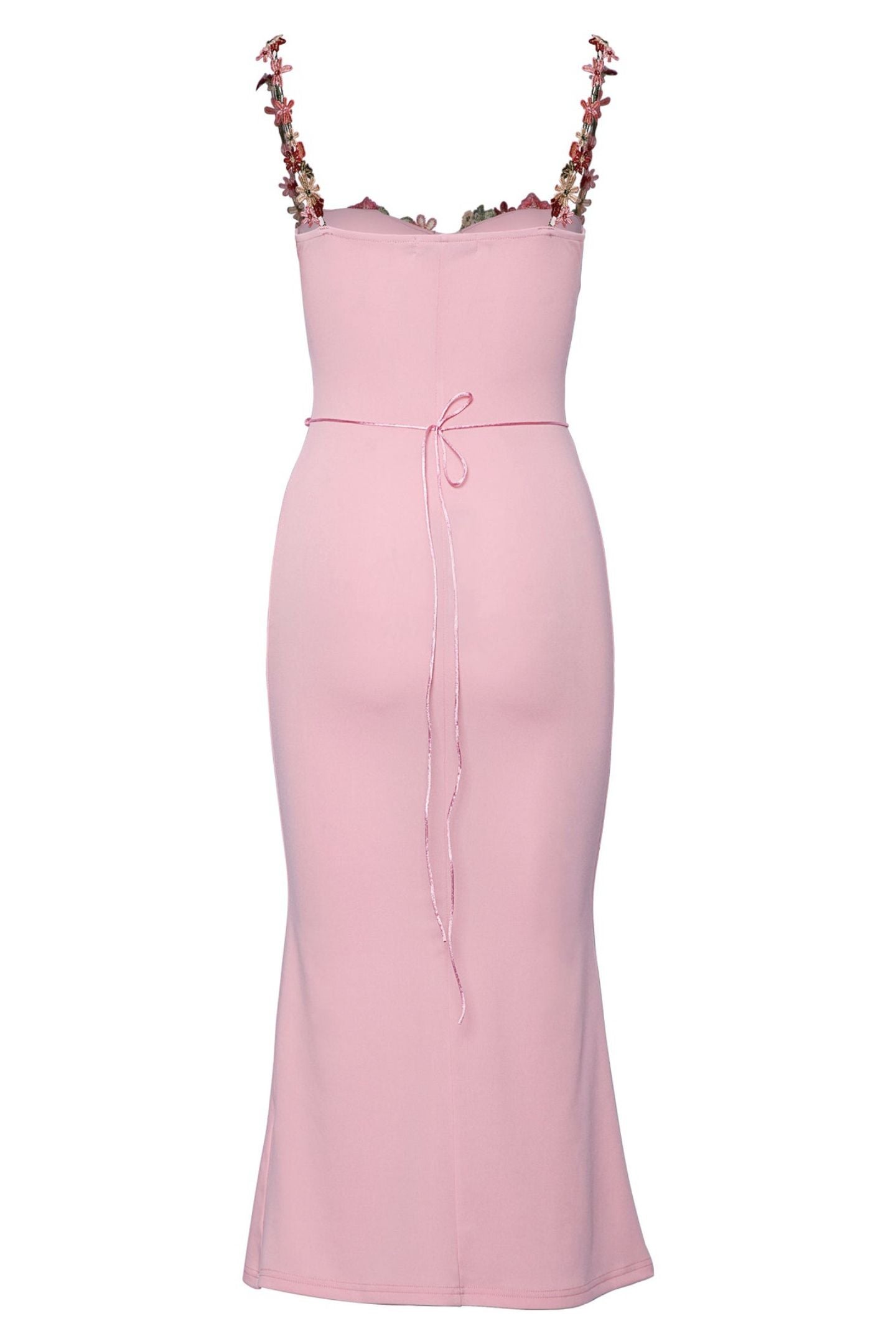 Brenda Embroidered Lace-up Midi Dress