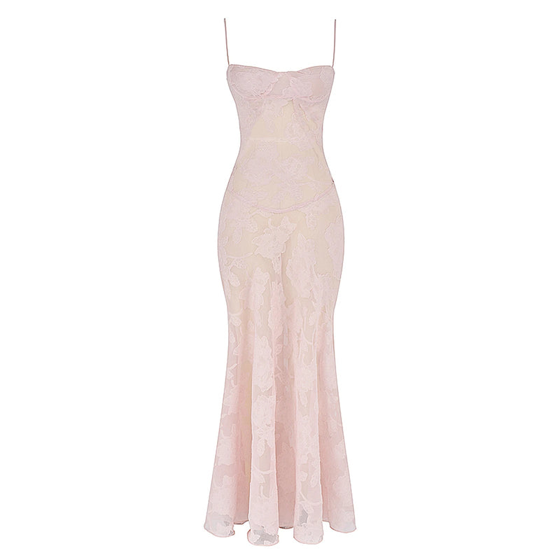 Pink Lady's Dream: Enchanted Lace Corset Back Long Dress