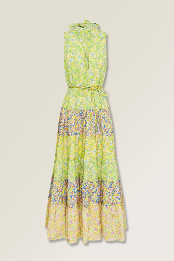 Stand Collar Sleeveless Midi Dress