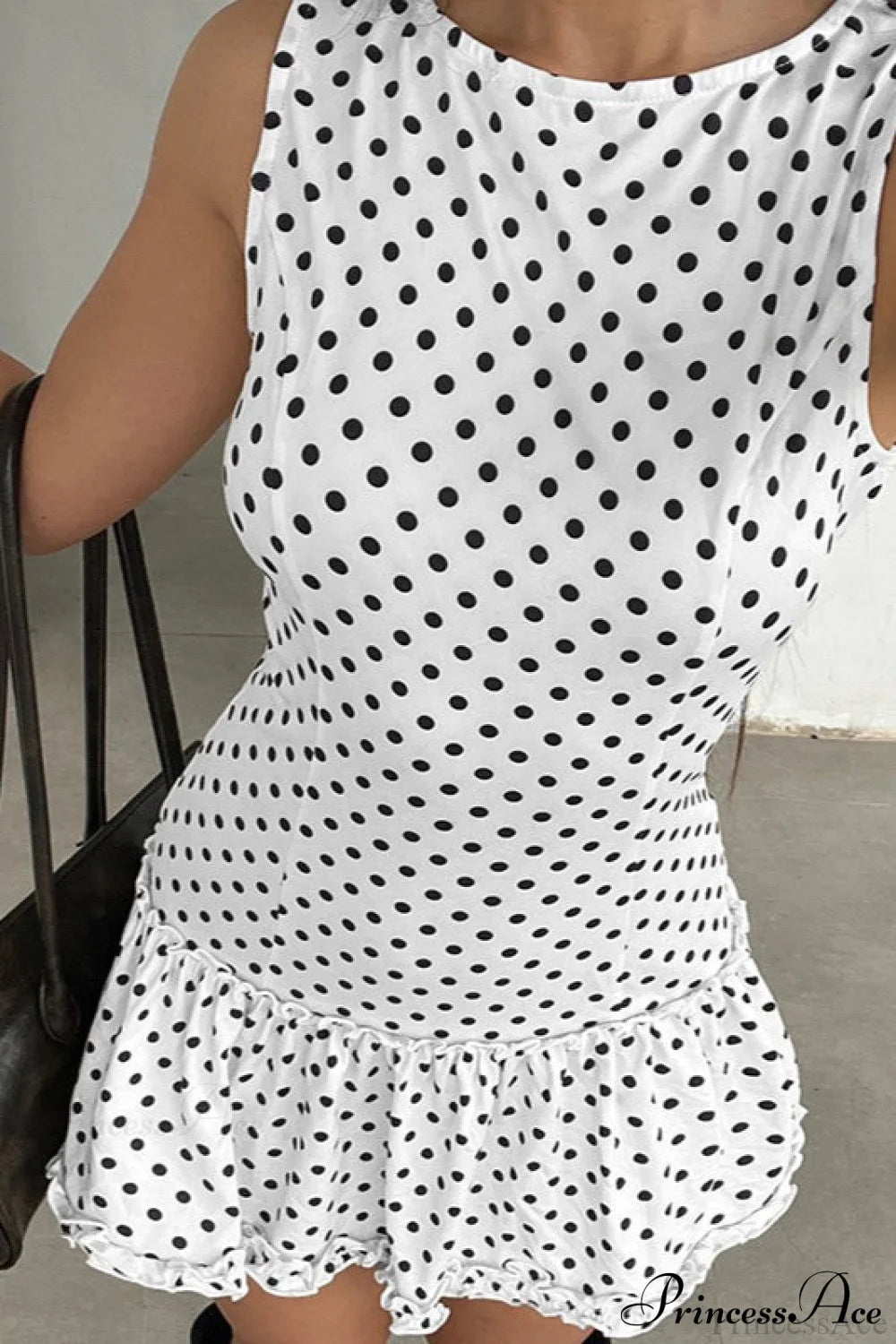 Polka Dot Lace-trim Bodycon Mini Dress