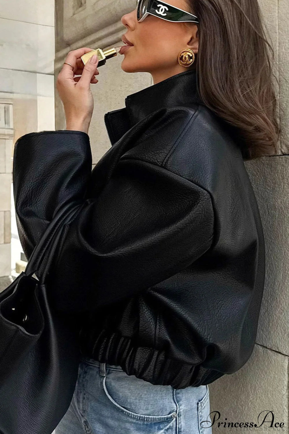 Black Pu Leather Jacket Coat