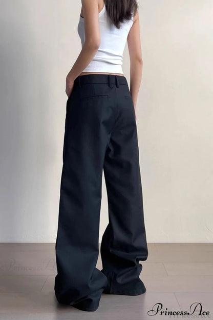 Gray Ruched Drapey Wide Leg Pants