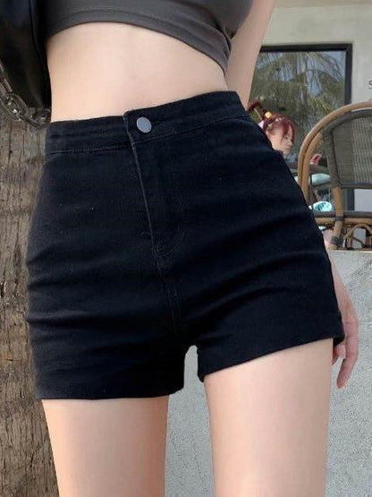 Black High Rise Denim Shorts
