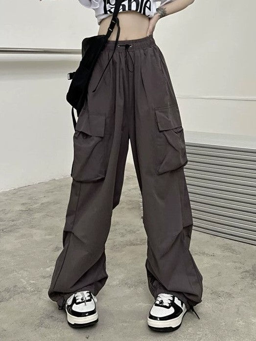 Y2k Drawstring Baggy Parachute Cargo Pants
