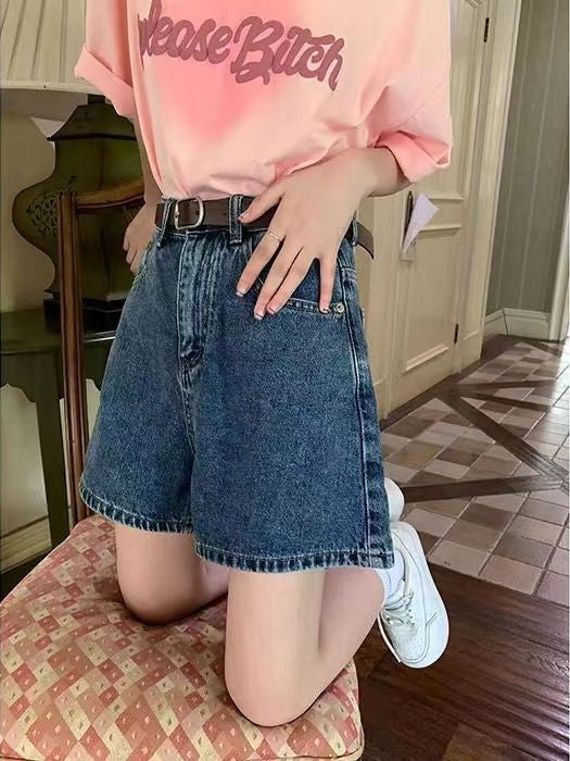 Blue High Waist Denim Shorts