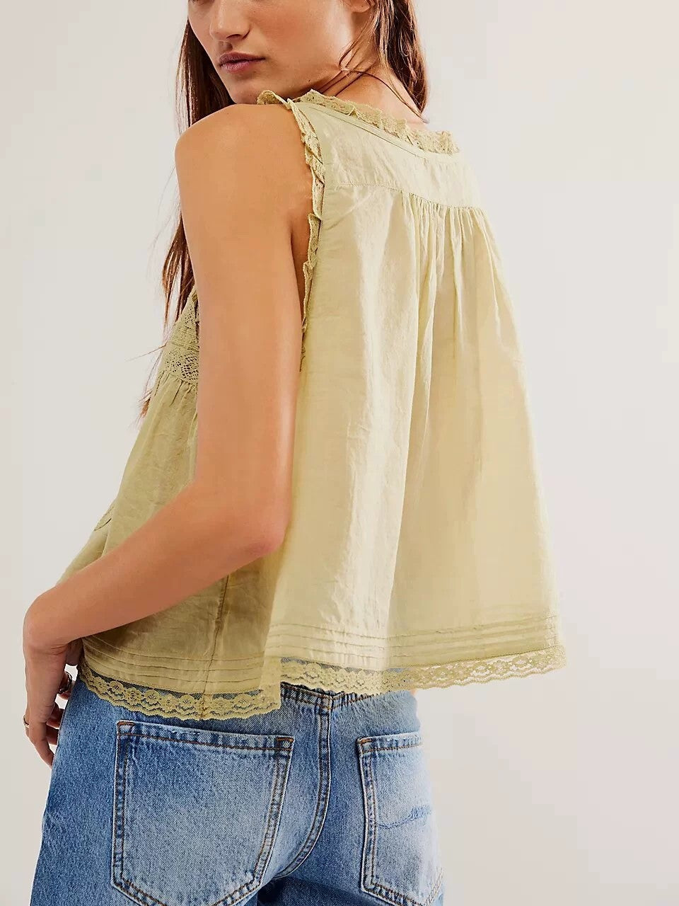 Color Hollow Out Ruffle Cardigan Tank Top