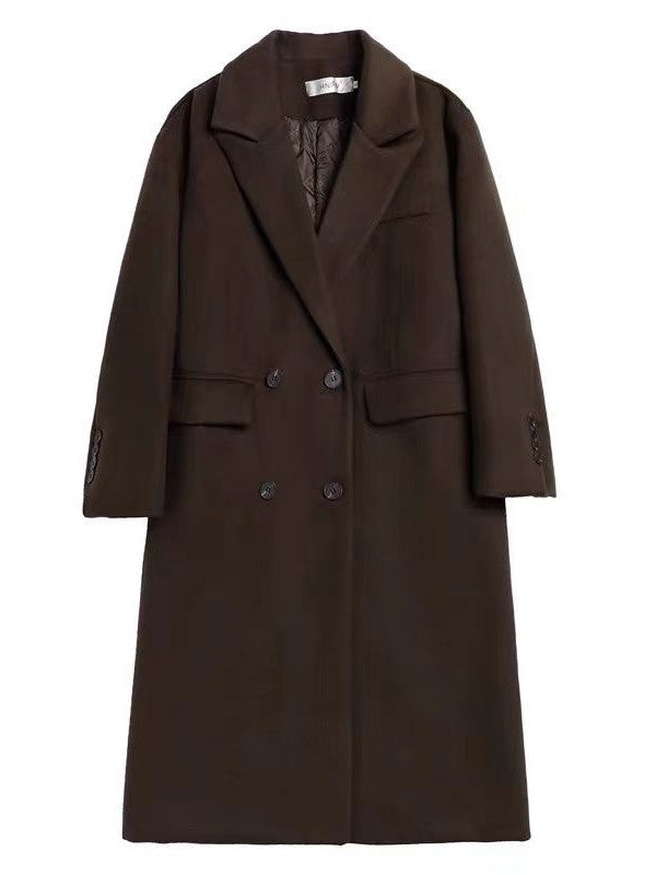 Brown Long Coat With Lapel Collar