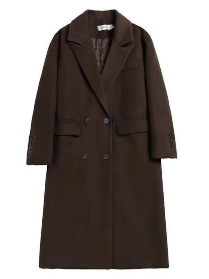 Brown Long Coat With Lapel Collar