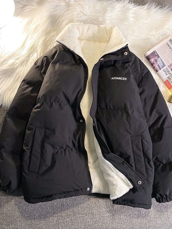 Short Padded Coat With High Neck and Zipper