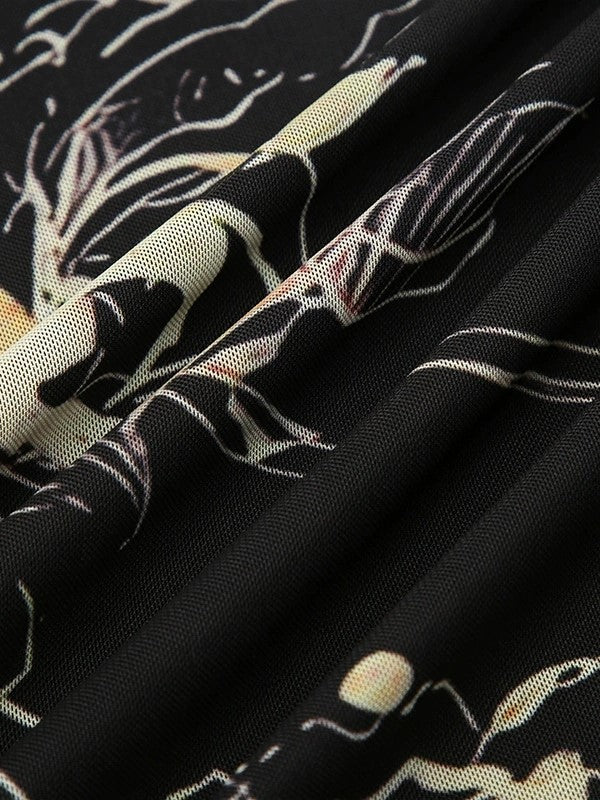 Print Low Waist Maxi Skirt