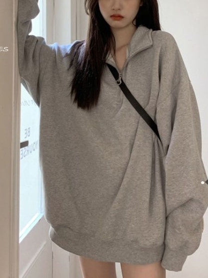 Oversized Half Zip Long Sleeve Sweatshirt