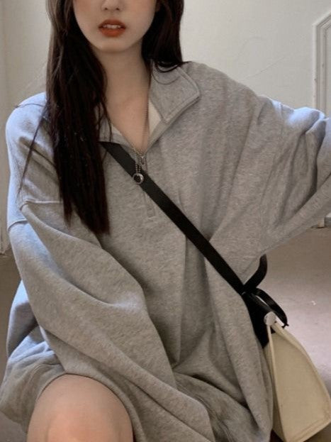 Oversized Half Zip Long Sleeve Sweatshirt