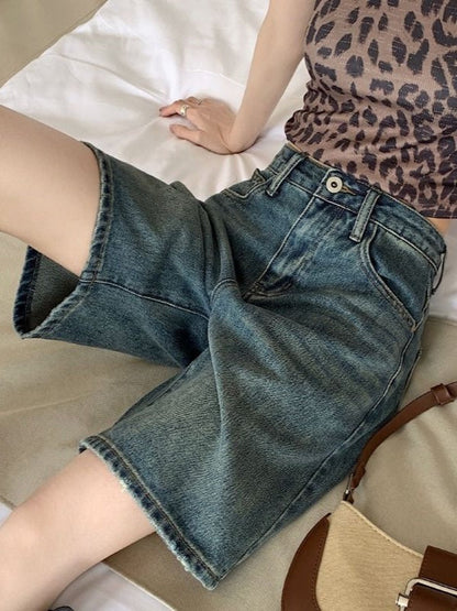 Distressed High Waist Boyfriend Shorts