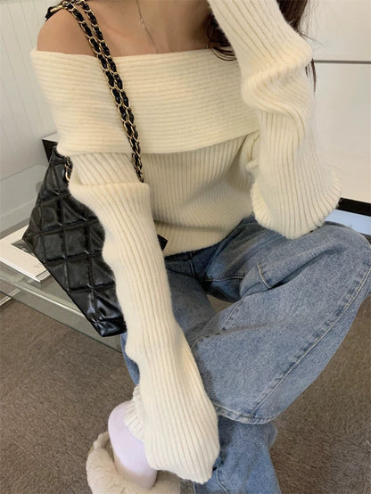 Color Off Shoulder Sweater