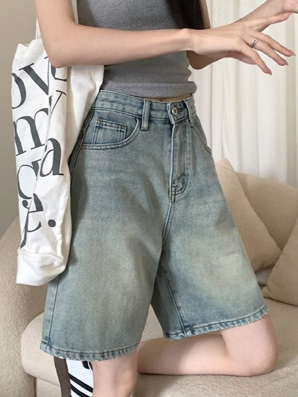 Distressed High Waist Boyfriend Shorts