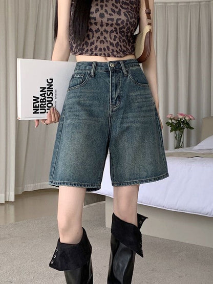 Distressed High Waist Boyfriend Shorts