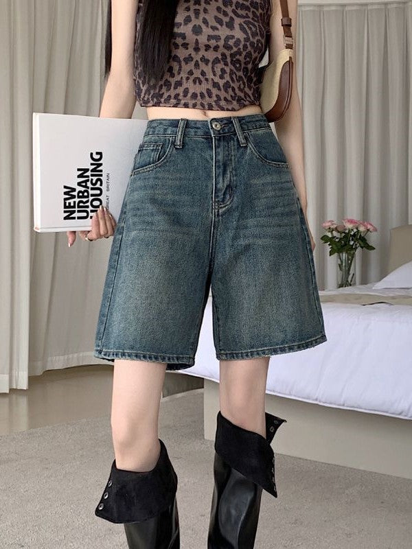 Distressed High Waist Boyfriend Shorts