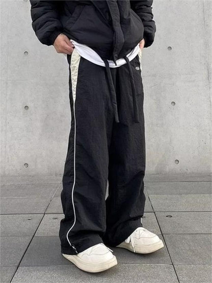 Contrast Color Hip Hop Drawstring Baggy Sweatpants