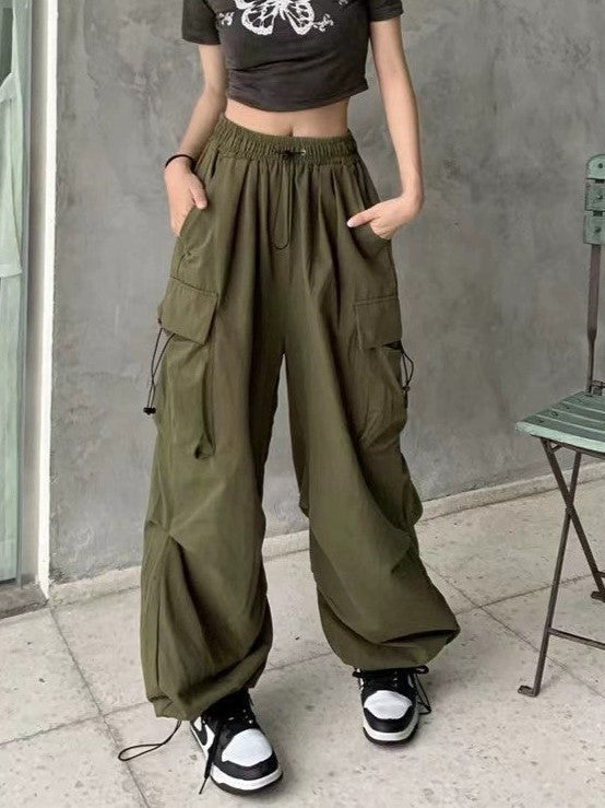 Y2k Drawstring Baggy Parachute Cargo Pants