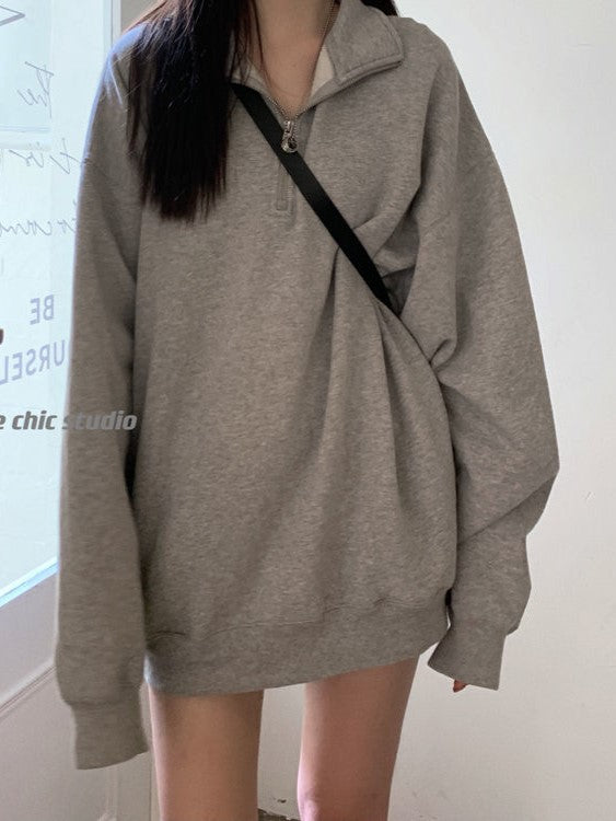 Oversized Half Zip Long Sleeve Sweatshirt