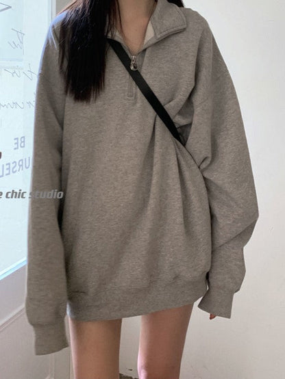 Oversized Half Zip Long Sleeve Sweatshirt