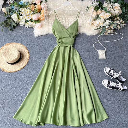 Long Dress Summer Dress Suspenders Dress 082