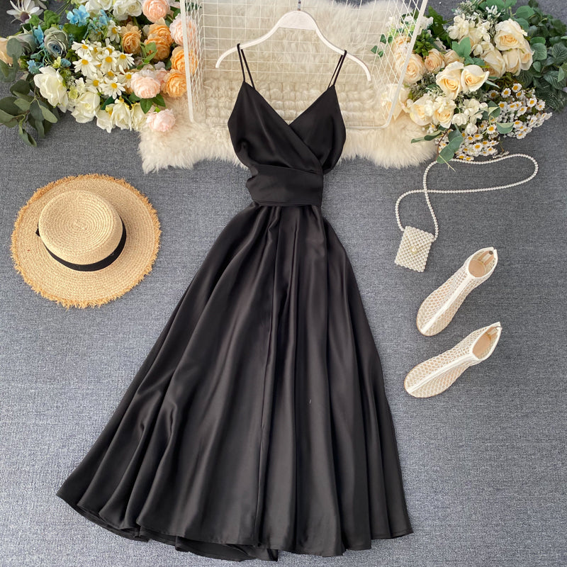 Long Dress Summer Dress Suspenders Dress 082