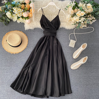 Long Dress Summer Dress Suspenders Dress 082
