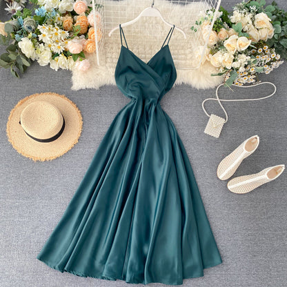 Long Dress Summer Dress Suspenders Dress 082
