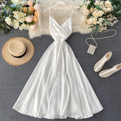 Long Dress Summer Dress Suspenders Dress 082