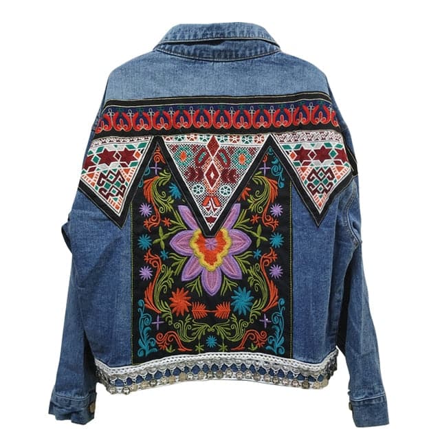 Denim Appliques Embroidery Coat