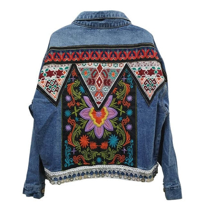 Denim Appliques Embroidery Coat