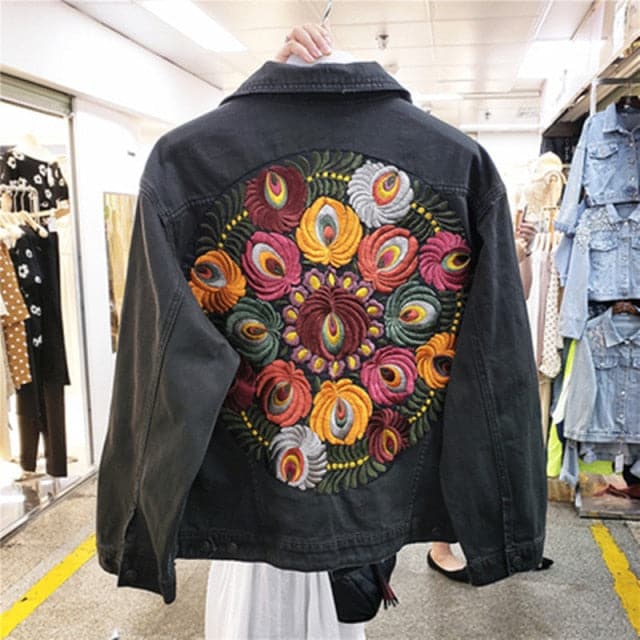 Embroidery Denim Coats