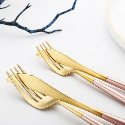 Minimalist Rose Gold Flatware Set