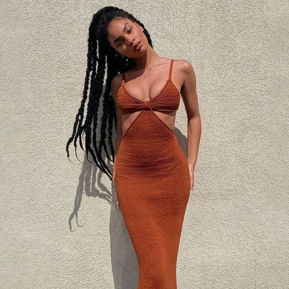 Dressbetty - Spaghetti Strap Backless Maxi Dress