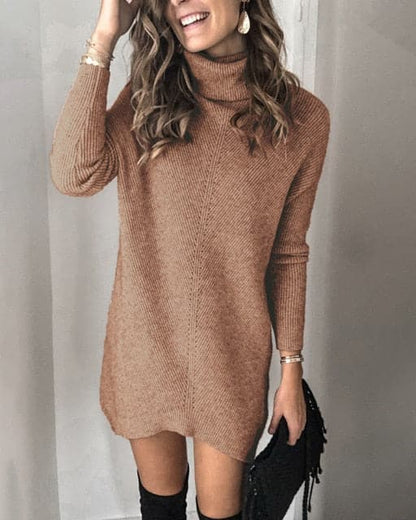 Turtleneck Long Sleeve Sweater Dress