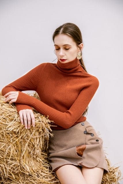 Korean Style Turtelneck Sweater Slim Winter Sleeve Knitted Turtelneck Sweater Pull Femme Clothing