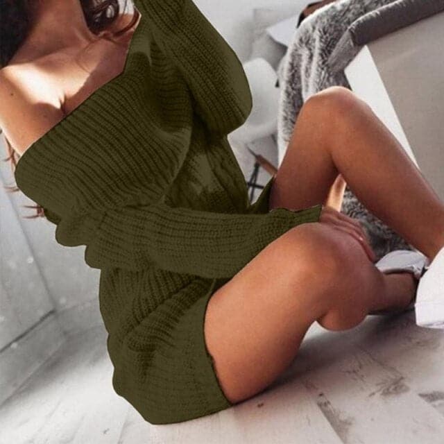 Ribbed Knitted Sweater Dress
