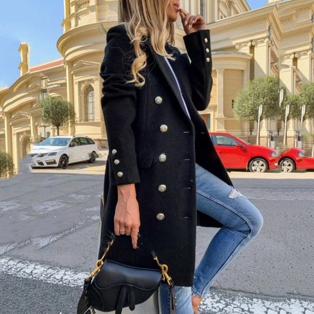 Double Breasted Faux Wool Blends Coats
